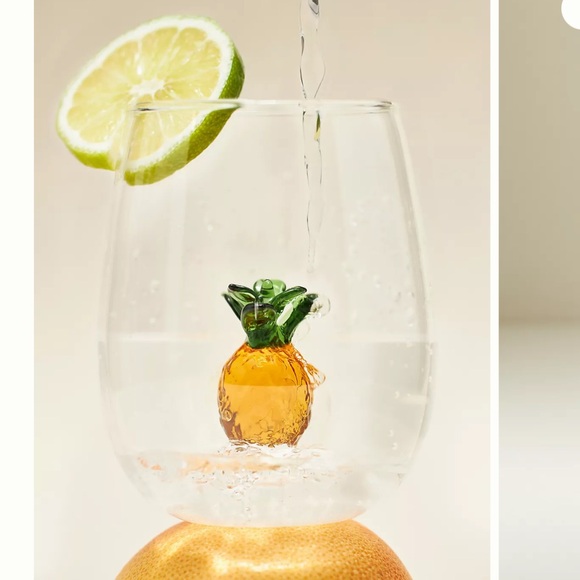 Anthropologie Other - NIB Anthropologie Cheerie Icon Stemless Wine Glass Pineapple